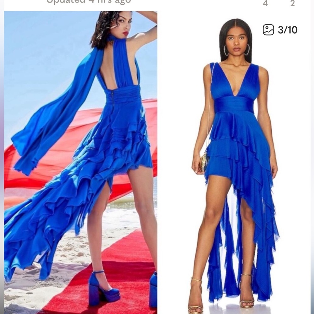 Alice + Olivia Holly Sapphire Blue Asymmetrical Gown